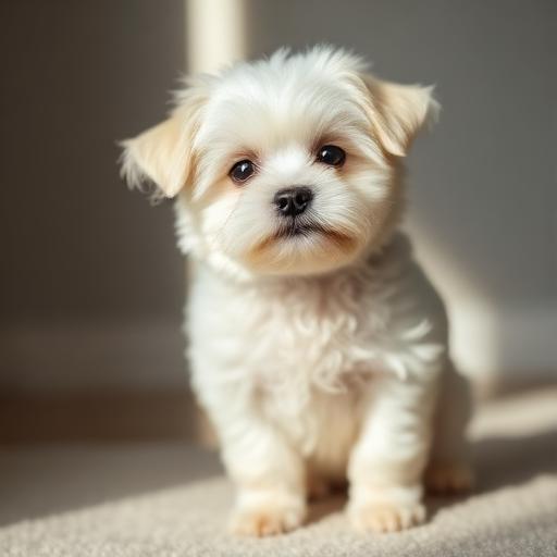 Cachorro pequeno branco e fofo